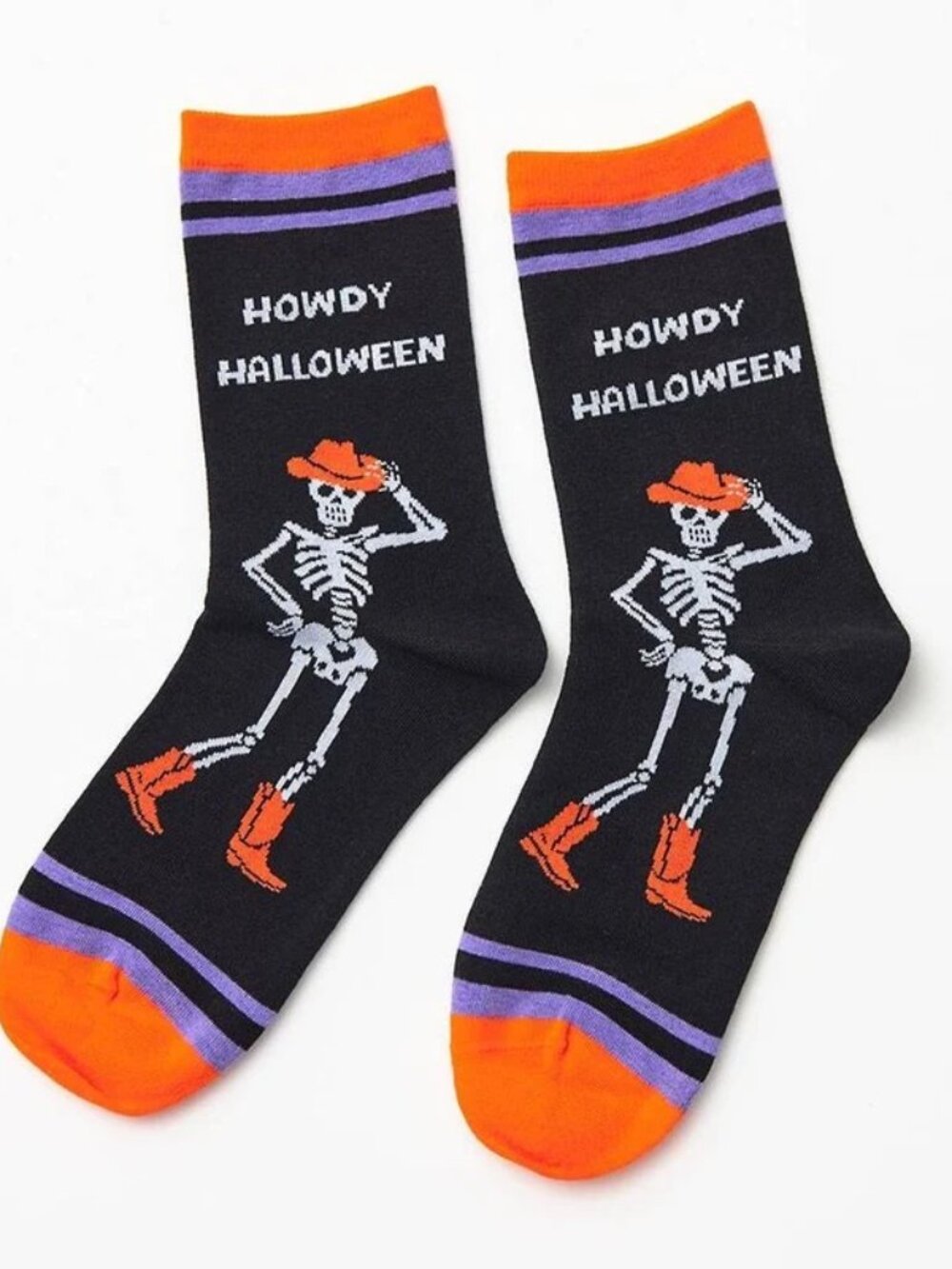 Paper Source Howdy Skeleton Halloween Crew Socks Western Cowgirl Unisex OS NWT